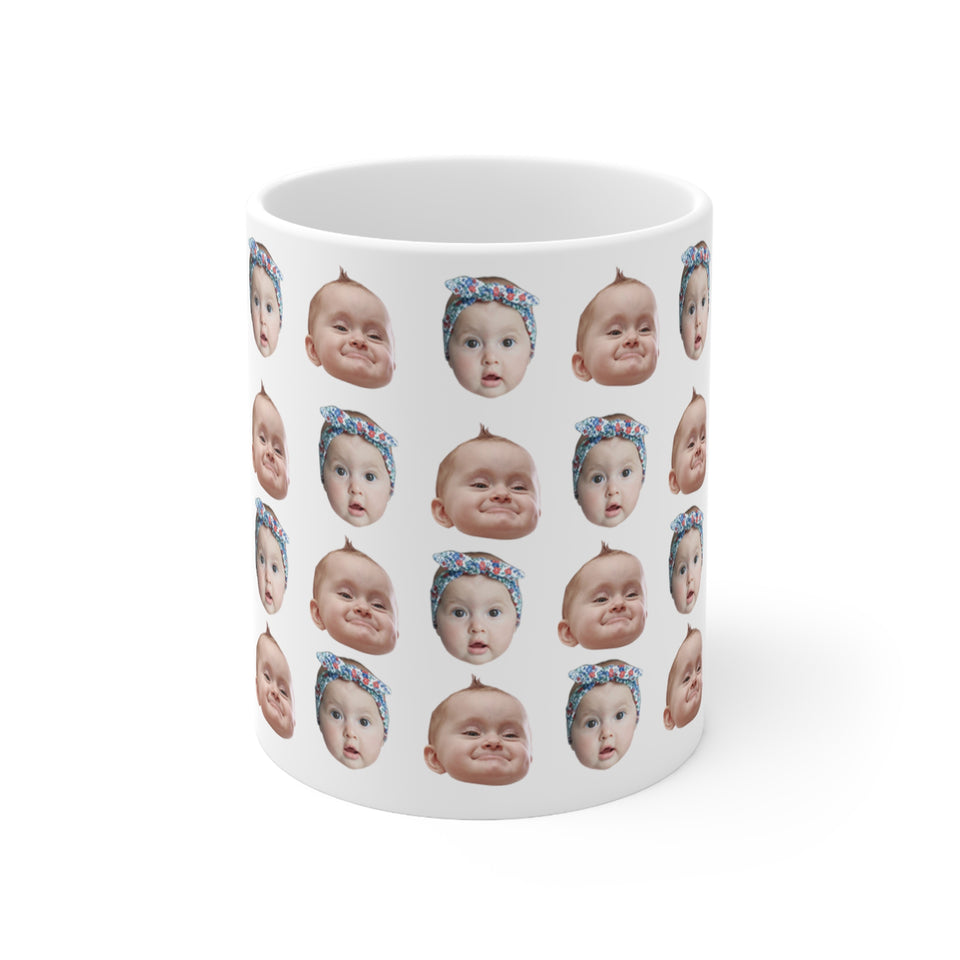 Custom Baby Face Mug, Funny Coffee Cup Gift for Mom, Dad, Grandma, Grandpa