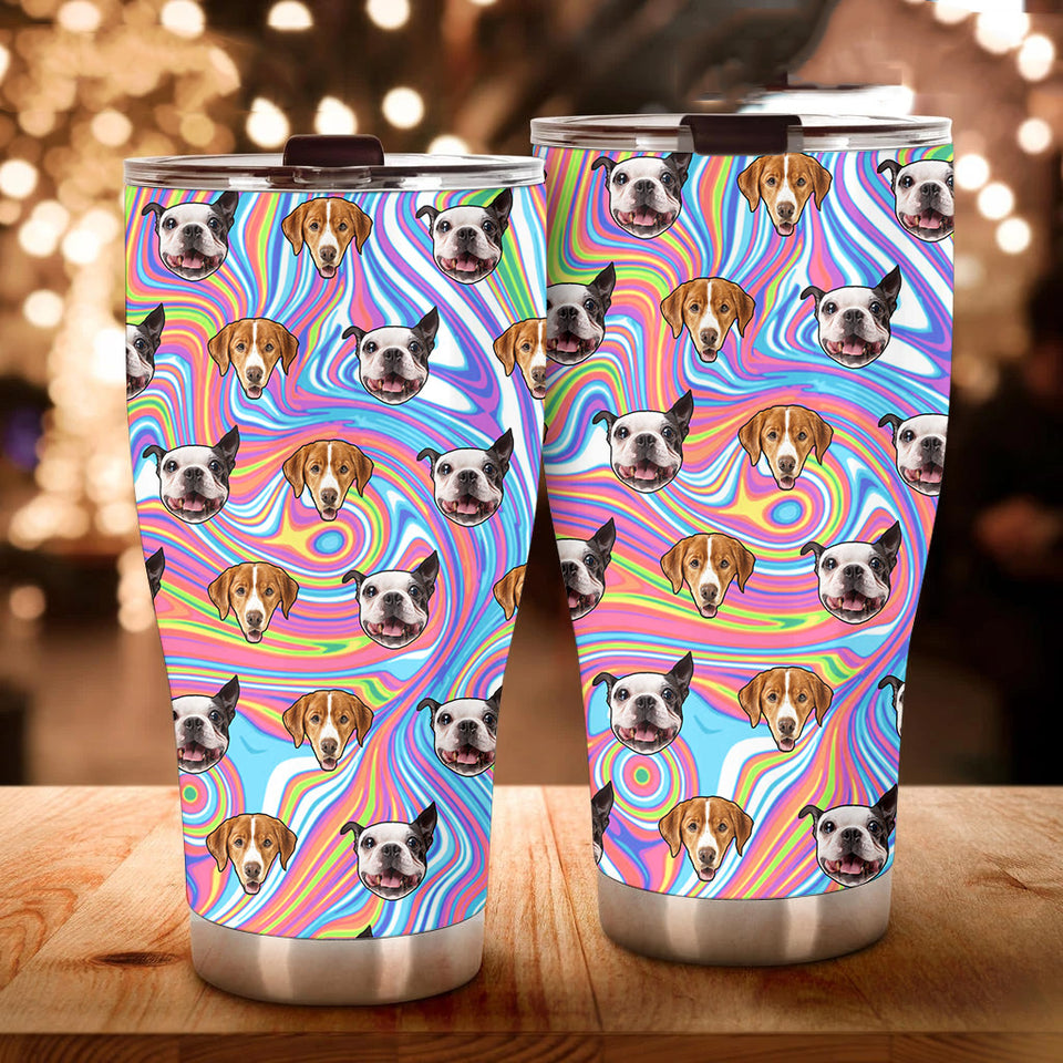Custom Pet Dog Cat Photo Psychedelic Trippy Fat Tumbler