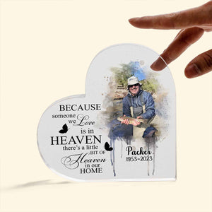 Personalized Heart Shaped Dad Memorial Watercolor Photo Acrylic Plaque, Memorial Gift for Dad Acrylic Plaque