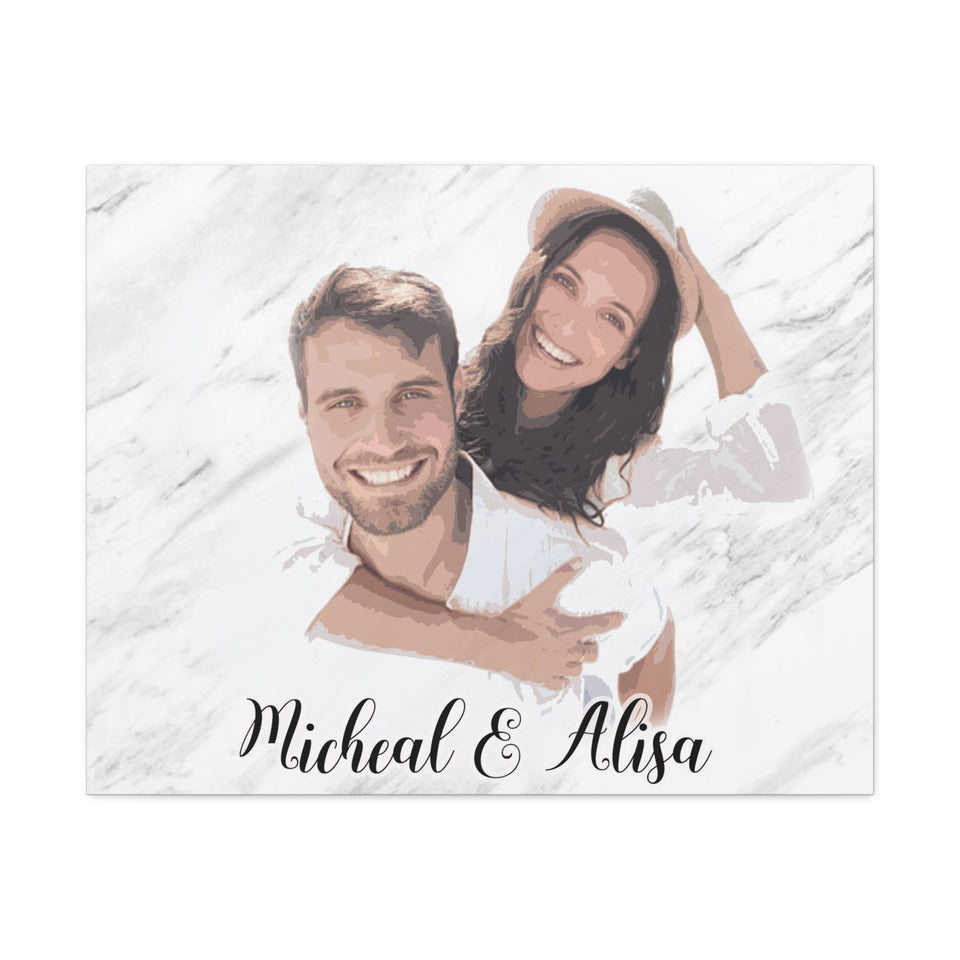 Personalized Couple Watercolors Portrait Canvas, Couples Painting Portraits Wall Art
