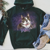 Personalized Galaxy Cat Hoodie, Personalized Cat Picture Hoodie, Custom Cat Photo Sweatshirt