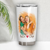 Personalized Best Friend Portrait Fat Tumbler, Best Friend Photo on Fat Tumbler
