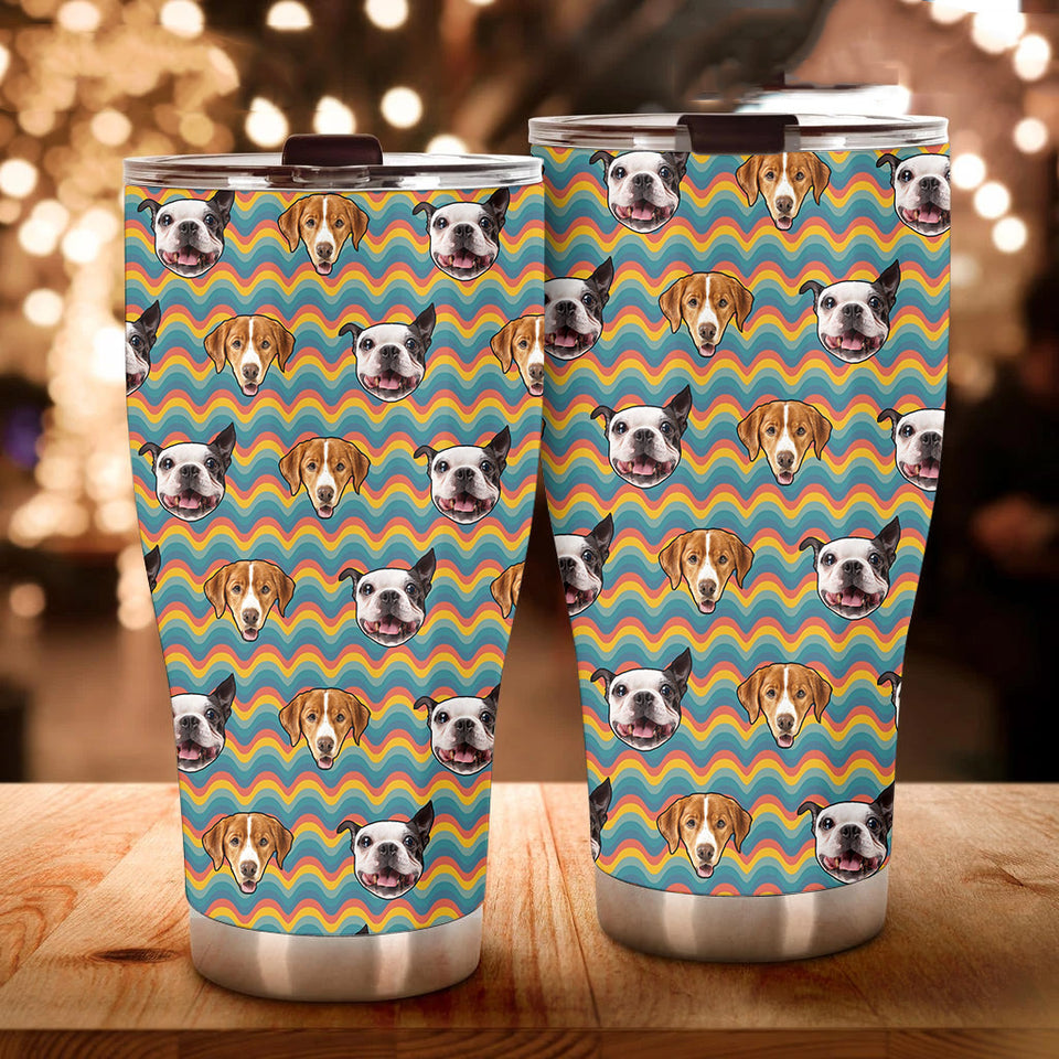 Custom Pet Dog Cat Photo on 70s Fat Tumbler