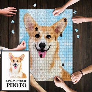 Custom Pet Portrait Puzzle From Photo, Pet Photo Jigsaw Puzzle 252/500 Pieces