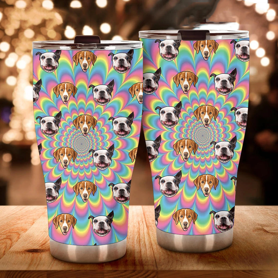 Custom Pet Dog Cat Photo Psychedelic Trippy Fat Tumbler