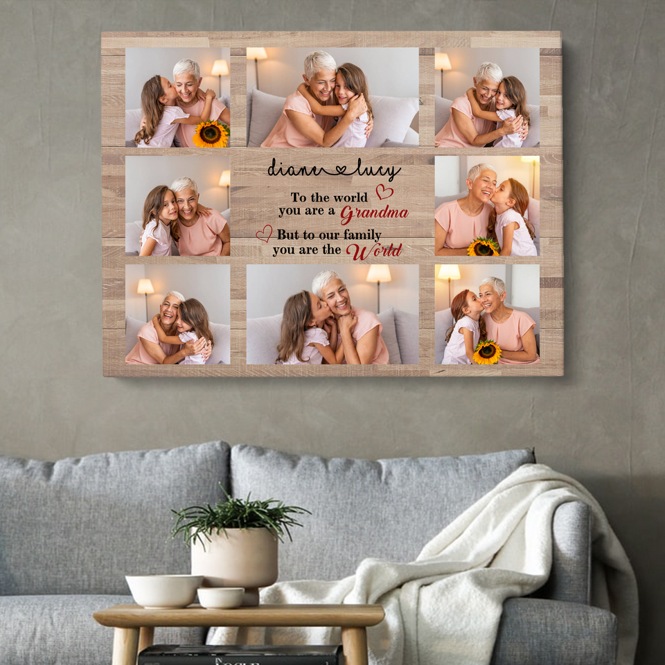 Personalized Grandma Photo Canvas, Gift For Grandma, Gift For Mother's Day, Birthday Gift For Grandma, Family Photo Canvas
