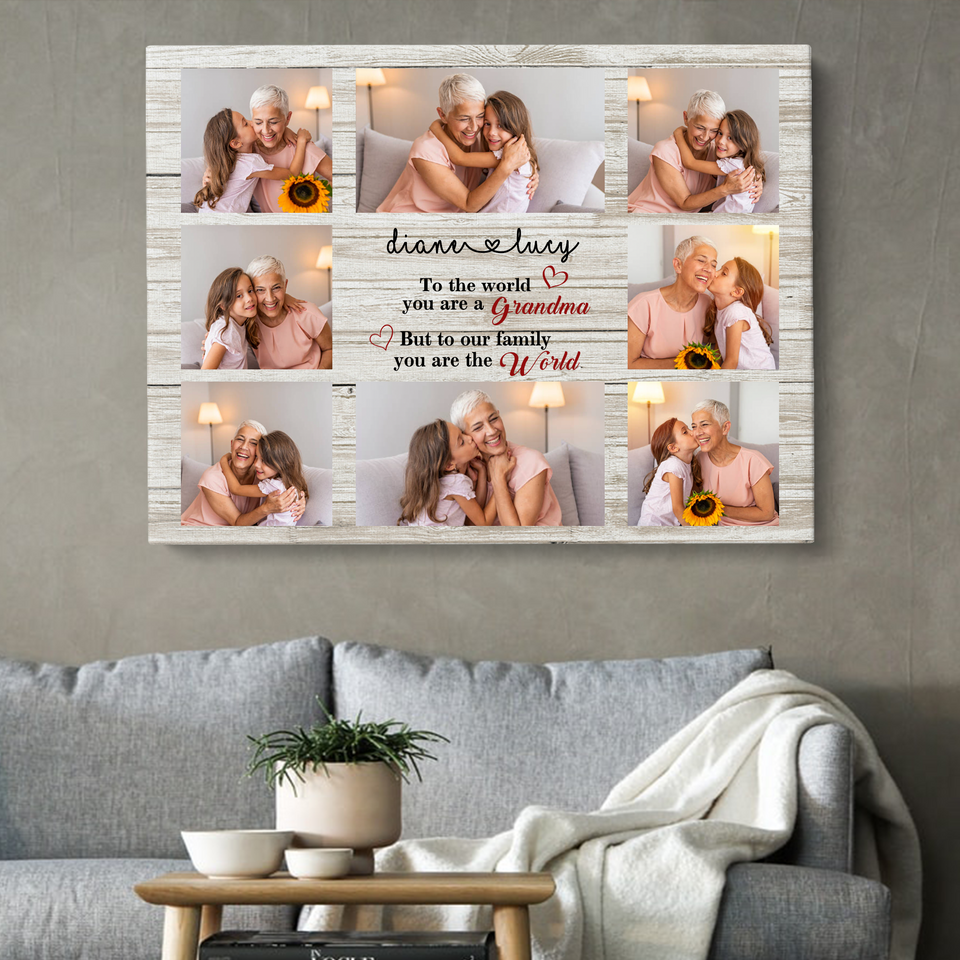 Personalized Grandma Photo Canvas, Gift For Grandma, Gift For Mother's Day, Birthday Gift For Grandma, Family Photo Canvas