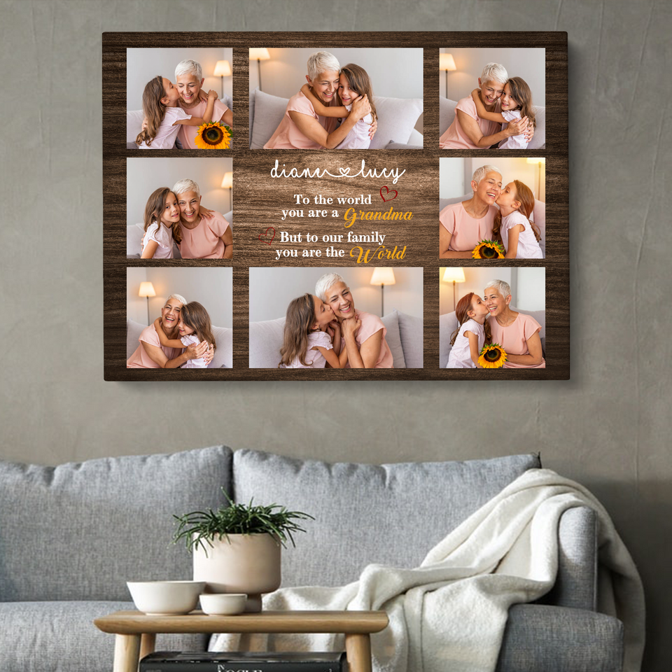 Personalized Grandma Photo Canvas, Gift For Grandma, Gift For Mother's Day, Birthday Gift For Grandma, Family Photo Canvas