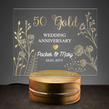 Personalized Golden 50th Anniversary Gift Plaque Anniversary Keepsake Gift Acrylic Plaque LED Lamp Night Light