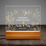 Personalized Golden 50th Anniversary Gift Plaque Anniversary Keepsake Gift Acrylic Plaque LED Lamp Night Light