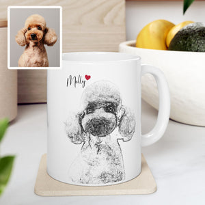 Personalized Pet Dog Cat Portrait Coffee Mug, Pet Memorial Loss Of Pet Gift Mug, Custom Dog Portrait Coffee Cup, Pet Lovers Gift