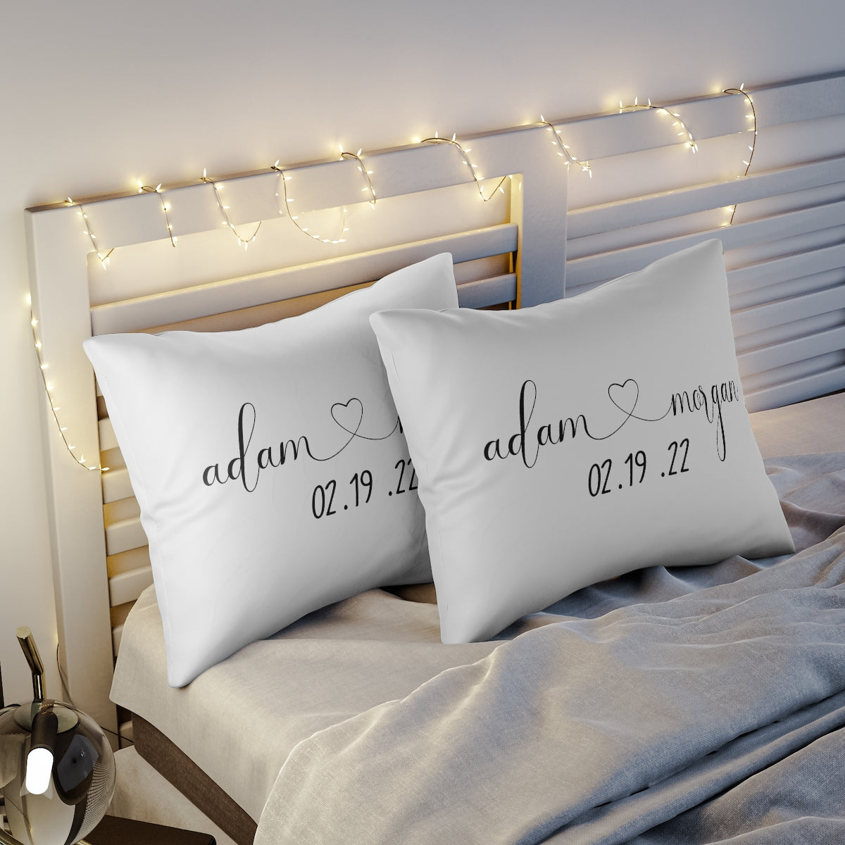 Couples Names & Surname Monogram Accent Pillow