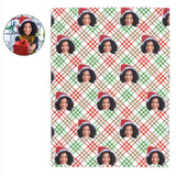 Custom Any Photo Face Funny Christmas Plaid Fleecee/Sherpa Blanket
