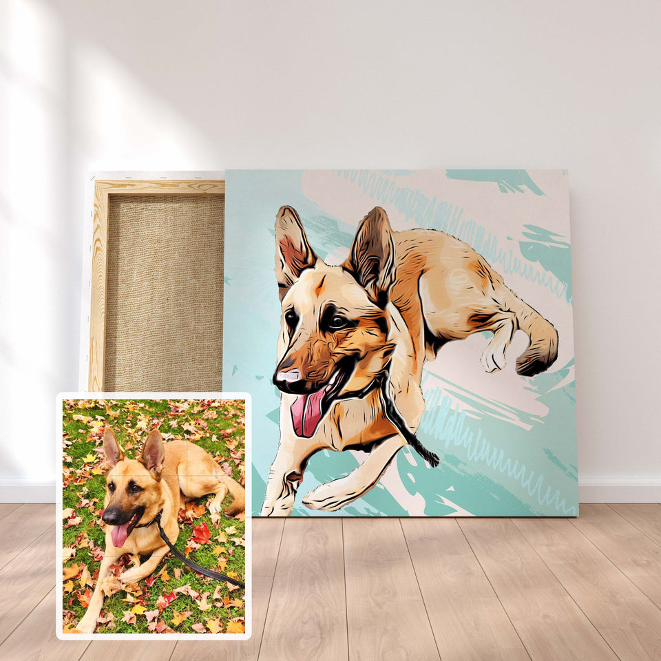 Custom Pet Portrait, Personalized Dog Portrait, Memorial Pet Gift,Unique Pet Canvas Print