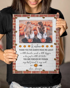 Best Friend Gift Fall Season Personalized Canvas Wall Art, Bestie Gift Canvas, BFF Gift Canvas, Friendship Fall Season Canvas