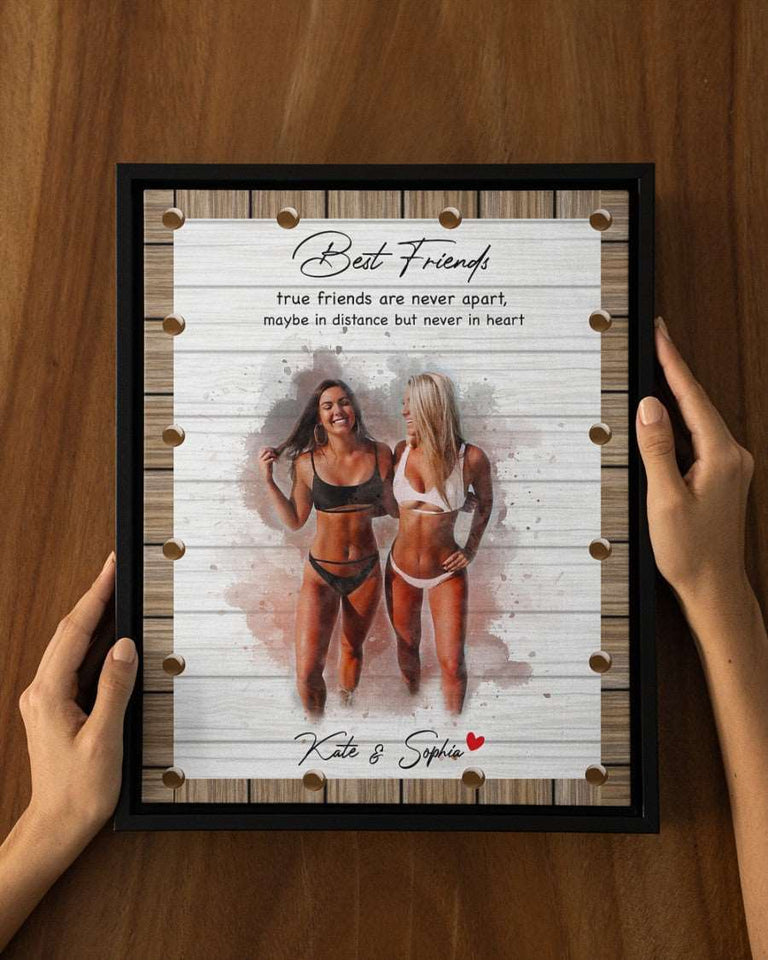 Best Friend Gift Personalized Canvas Wall Art, Bestie Canvas, BFF Gift Canvas, Friendship Watercolor Canvas