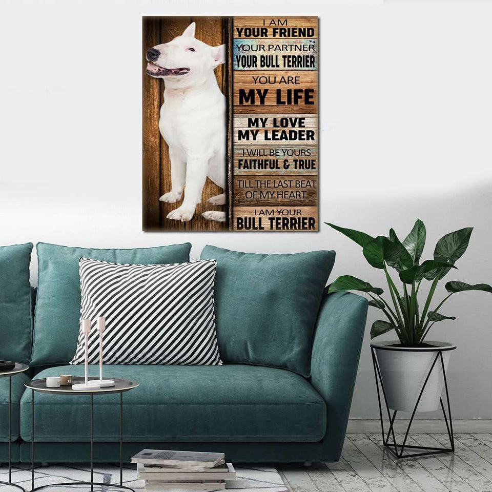 Bull Terrier Dog Premium Wall Art Canvas, Dog Mom Gift, Dog Dad Gift, Pet Owner Gifts, Custom Dog Portrait Canvas