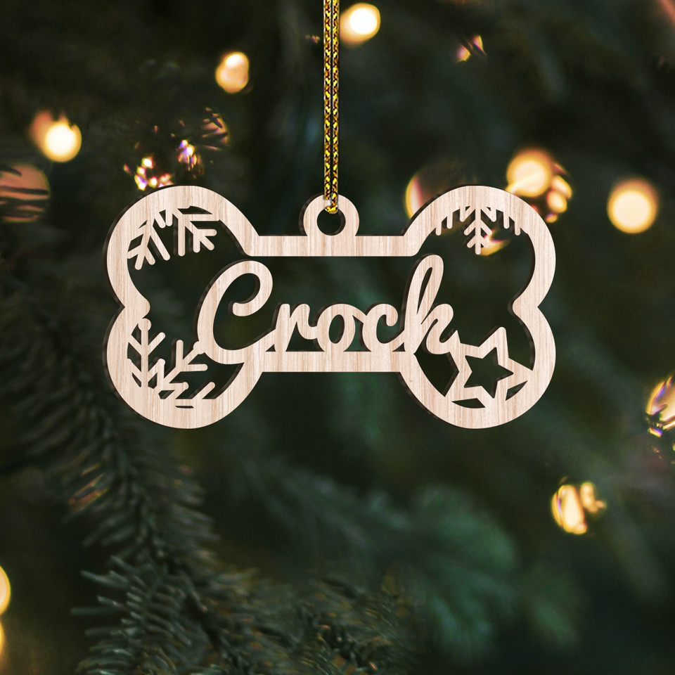 Personalized Dog Name Ornament, Holiday Ornament Pet, Pet Gift Laser Cut Ornament