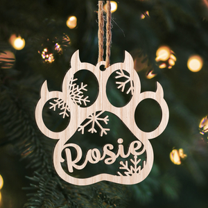 Personalized Pet Name Paw Shape Snowflake Ornament, Gift For Pet Lovers Ornament