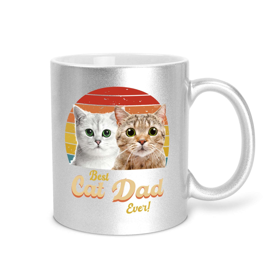 Best Cat Dad Ever Personalized Cat Photo Vintage Retro Metallic Mug, Father's Day Gift Metallic Mug - GreatestCustom