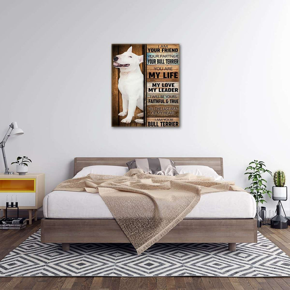 Bull Terrier Dog Premium Wall Art Canvas, Dog Mom Gift, Dog Dad Gift, Pet Owner Gifts, Custom Dog Portrait Canvas