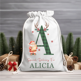 Personalized Name Initial Santa Sack Christmas Gift, Personalized Stocking Gift