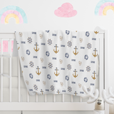 Personalized Baby Name Blanket, Nautical Blanket, Toddler Custom Blanket