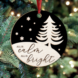 Christmas All is Calm All is Bright Layered Wood Ornament, Christmas Gift Ornament
