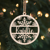 Personalized Name Christmas Ornament, Custom Name Cut Out Wood Ornament