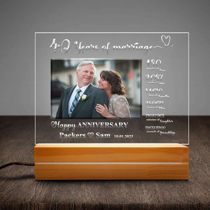 40 Years of Marriage Months, Weeks, Days, Hours, Weeks 40th Anniversary Gift Personalized Acrylic Plaque LED Lamp Night Light