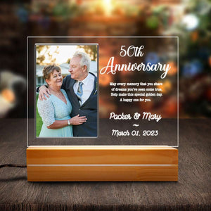 50th Year Wedding Anniversary Gift Plaque Personalized Acrylic Plaque LED Lamp Night Light