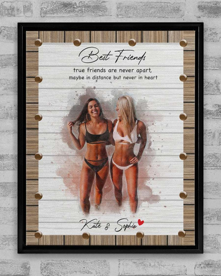 Best Friend Gift Personalized Canvas Wall Art, Bestie Canvas, BFF Gift Canvas, Friendship Watercolor Canvas