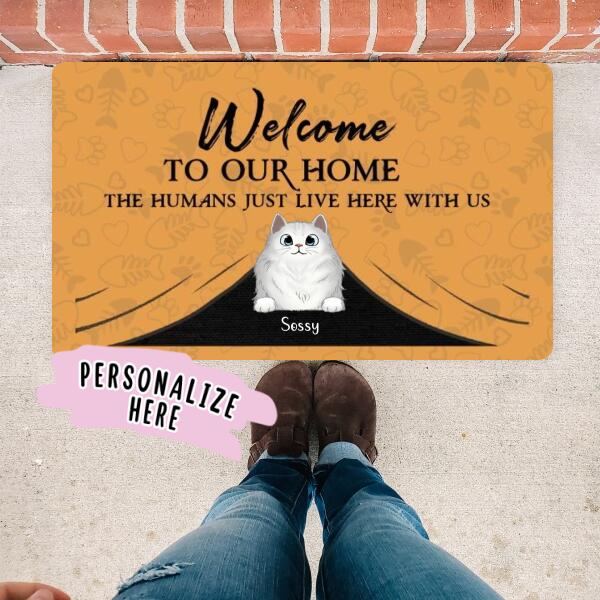 Personalized Cat Doormat, Welcome To Our Home Doormat, Cat Welcome Mat, Cat Lovers Gift, Welcome Home Mat, Funny Doormat, Housewarming Gift