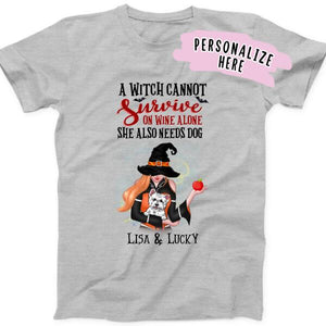 Personalized Dog Witch Halloween Premium Shirt, Gift For Dog Lovers