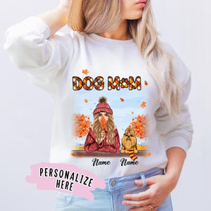 Personalized Dog Mom Fall Season Premium Sweatshirt, Dog Mom Gift, Gift For Dog Lovers