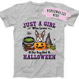 Personalized Just a Girl Who Loves Her Dog & Halloween Shirt, Halloween Dog Shirt