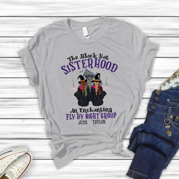 Personalized Witch Happy Halloween Shirt, The Black Hat Sisterhood Halloween Shirt, Best Friend Gift