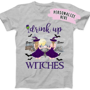 Personalized Drink Up Witches Best Friend Premium Shirt, Halloween Girls Gift , Halloween Best Friends Shirt