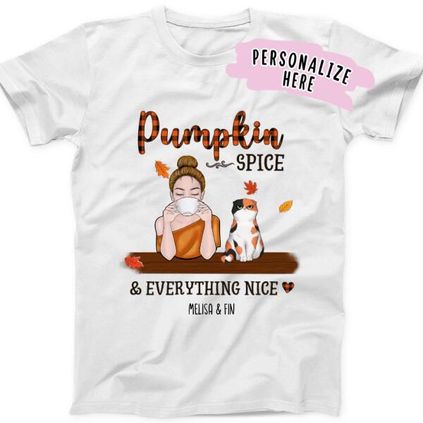 Personalized Fall Cat Mom Pumpkin Spice Premium Shirt, Gift For Cat Lovers