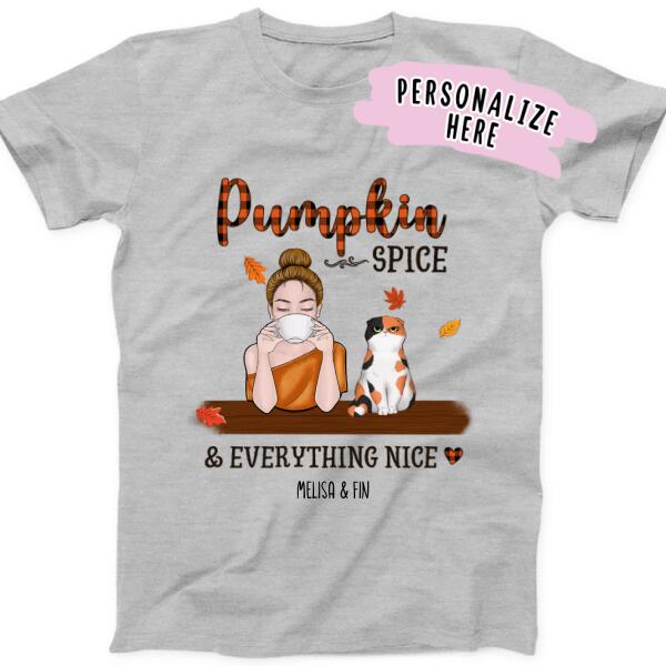 Personalized Fall Cat Mom Pumpkin Spice Premium Shirt, Gift For Cat Lovers