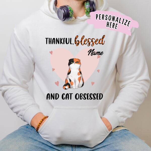 Personalized Fall Thankful Blessed Cat Hoodie, Gift for Cat Lovers