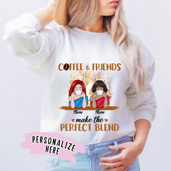 Personalized Fall Coffee Best Friends Premium Sweatshirt, Gift for Friends