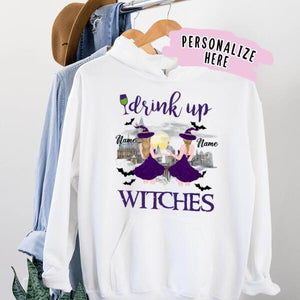 Personalized Drink Up Witches Best Friend Hoodie, Halloween Best Friends Hoodie