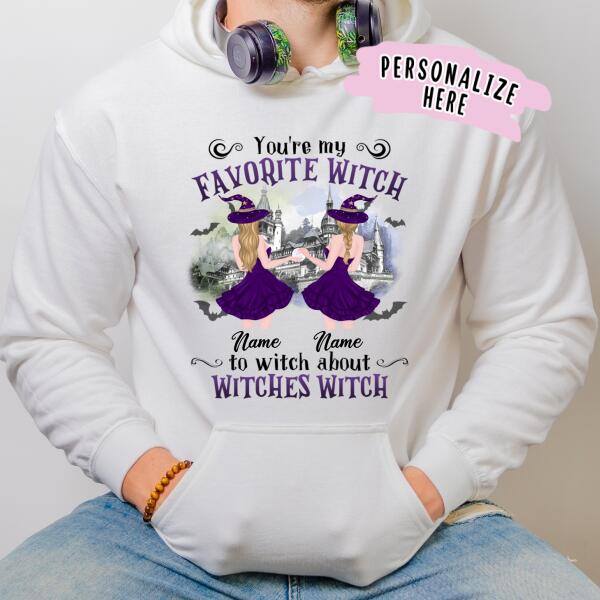 Personalized You're My Favorite Witch Best Friend Hoodie, Halloween Best Friends Hoodie