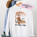 Personalized It's Fall Girl And Cat Hoodie, Gift For Cat Lovers