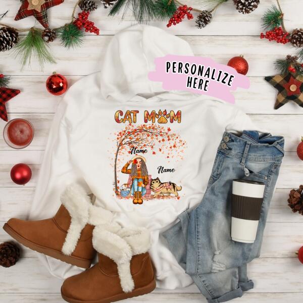 Personalized Fall Cat Mom Hoodie, Gift For Cat Lovers