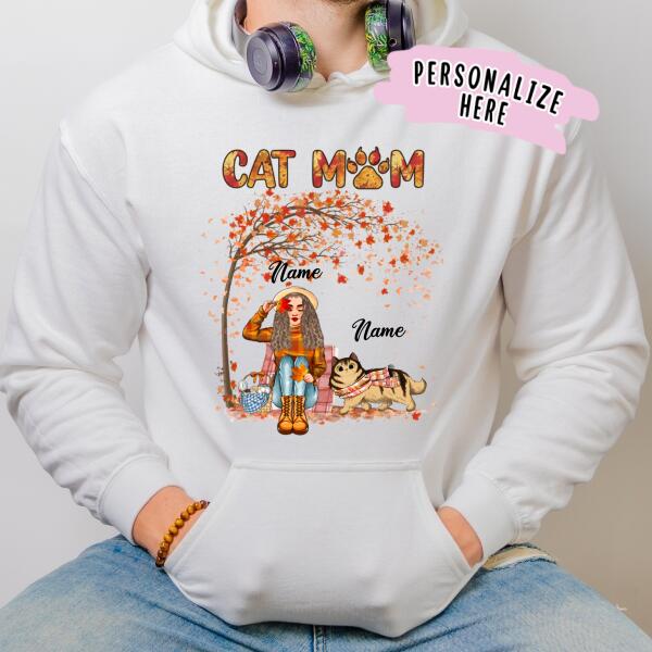 Personalized Fall Cat Mom Hoodie, Gift For Cat Lovers