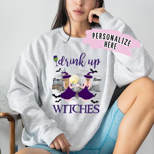 Personalized Drink Up Witches Best Friend Sweatshirt, Halloween Best Friends Sweatshirt