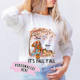 Personalized It's Fall Girl And Cat Sweatshirt, Gift For Cat Lovers