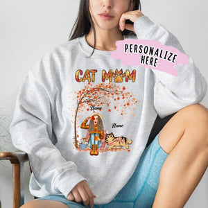 Personalized Fall Cat Mom Sweatshirt, Gift For Cat Lovers